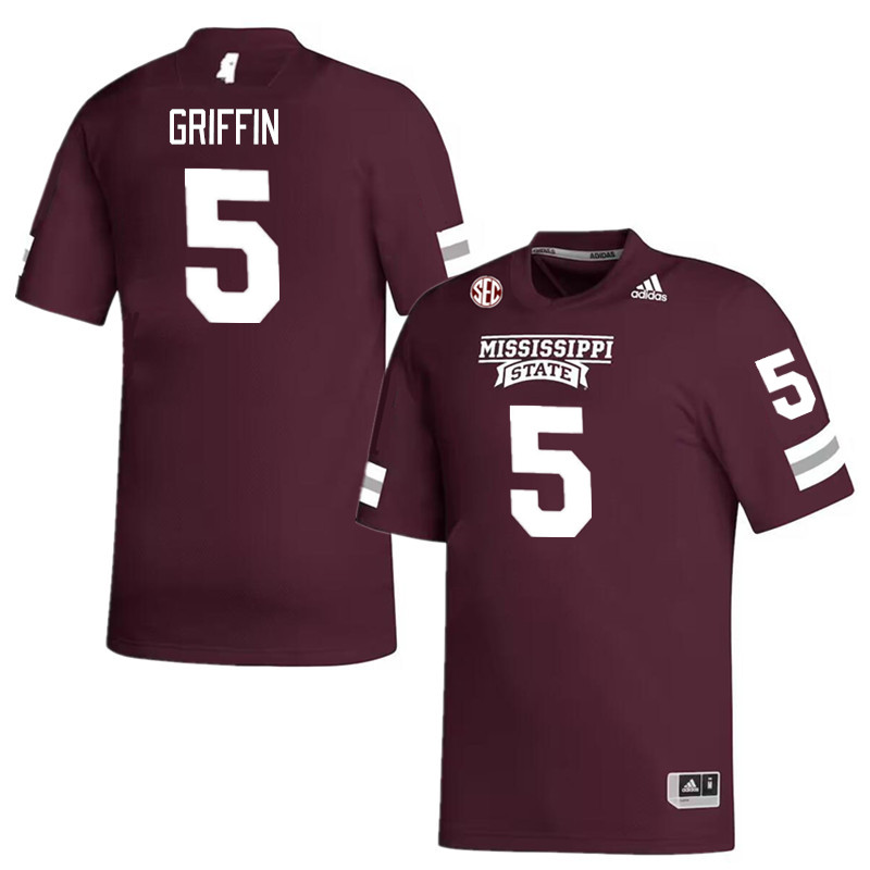 Men #5 Lideatrick Griffin Mississippi State Bulldogs College Football Jerseys Stitched Sale-Maroon